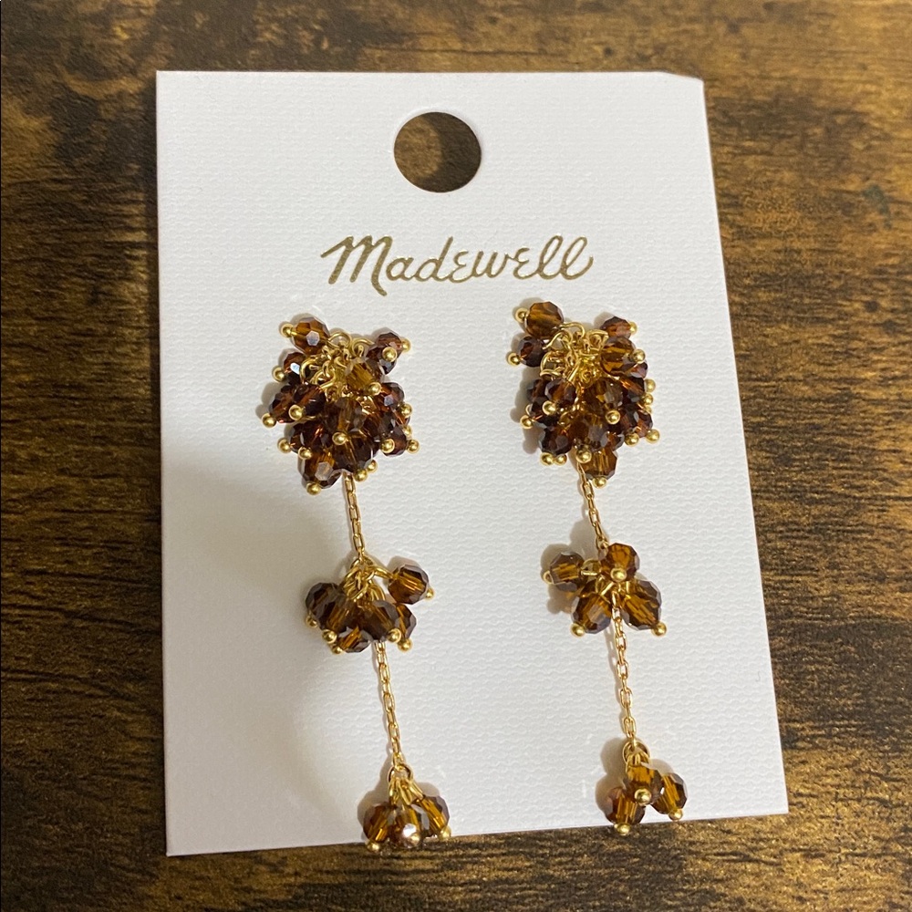 NWT MADEWELL Beaded Cluster Drop Statement Earrings - Picture 4 of 7